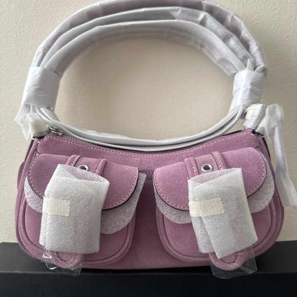 NWT coach Ashton Bag silver/light violet suede smooth leather CDA95 - Picture 2 of 7